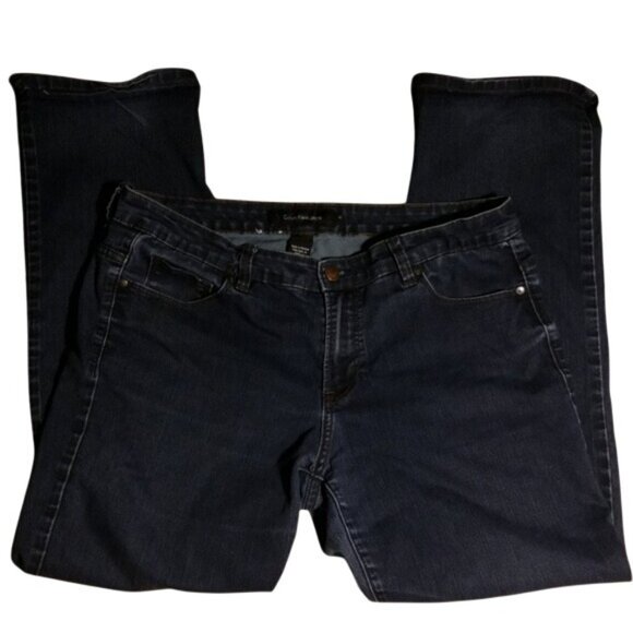 Calvin Klein Womens Jeans Dark Wash Denim Casual Straight Leg Size 14 / 30 - Picture 1 of 6